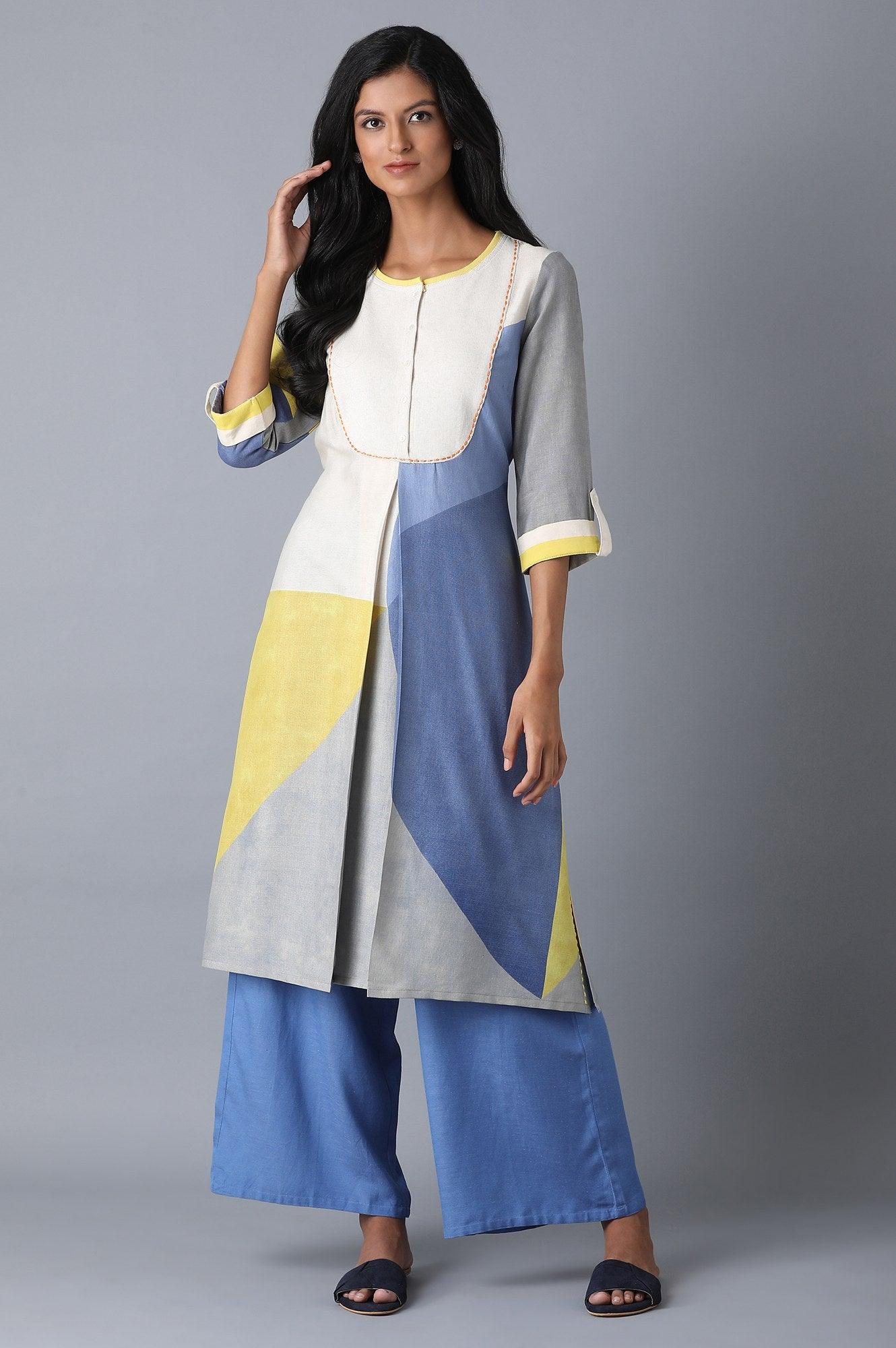 Ecru Abstract Print kurta