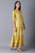 Yellow Round Neck Tiered Festive Dress