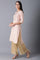 Peach Round Neck Embroidered kurta