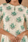 White Pure Cotton Straight Kurta with Green Floral Print