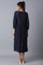 Blue Round Neck Gathered Dress