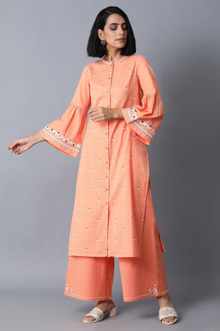 Bright Orange Khadi kurta