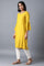 Yellow Round Neck Embellished kurta