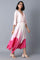 Pink and Ecru Color Blocked Asymetric Dress