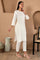 White Round neck Cotton Flax Straight Kurta