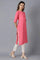 Pink Round Neck Solid kurta