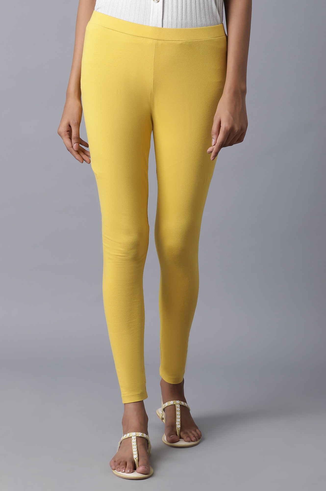 Mustard Yellow Cotton Solid Tights