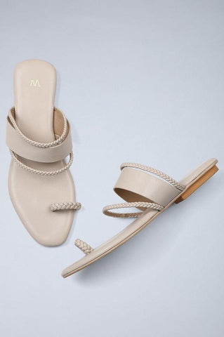 W Ivory Square Toe Flat-WADA