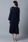 Navy Round Neck Gathered Dress