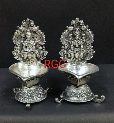 RGC antique German silver maha lakshmi deepam pair