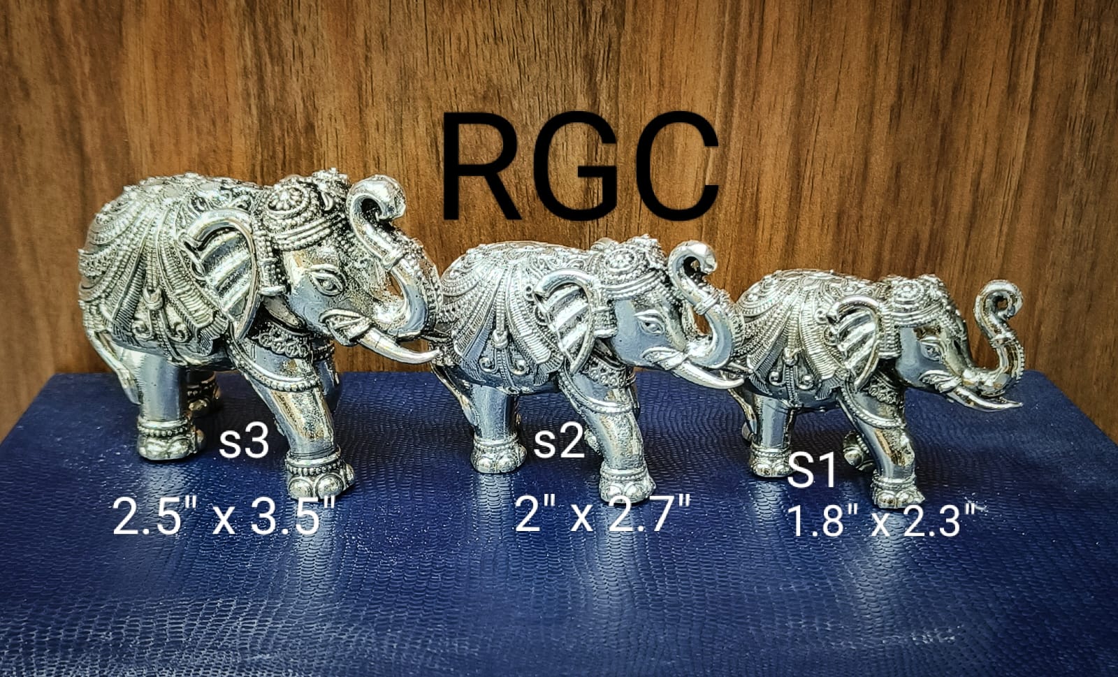 RGC heavy carving antique German silver elephants pair
