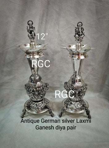 RGC antique German silver lakshmi ganesh diya stand