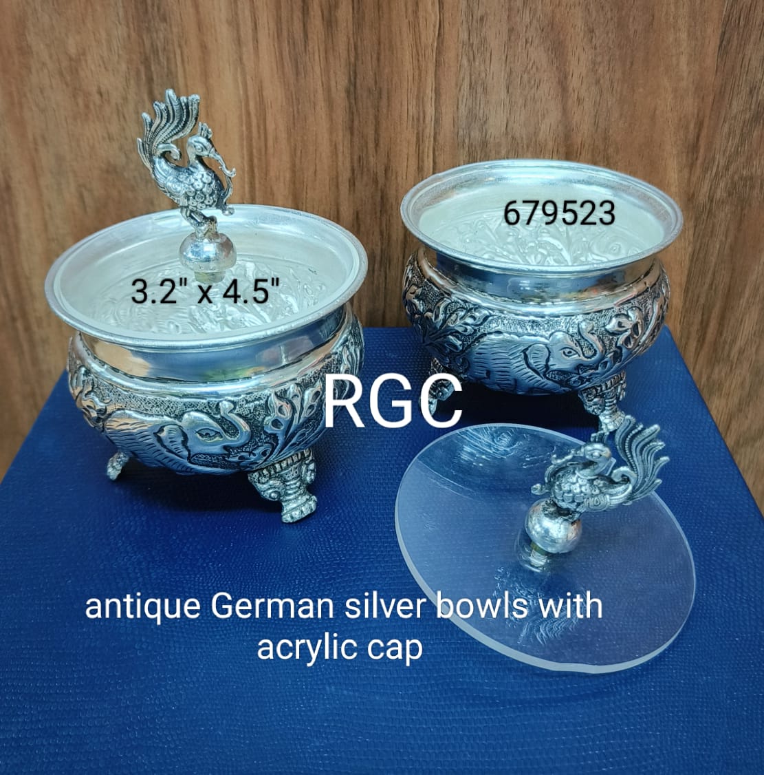 Antique German silver bowls with acrylic cap
