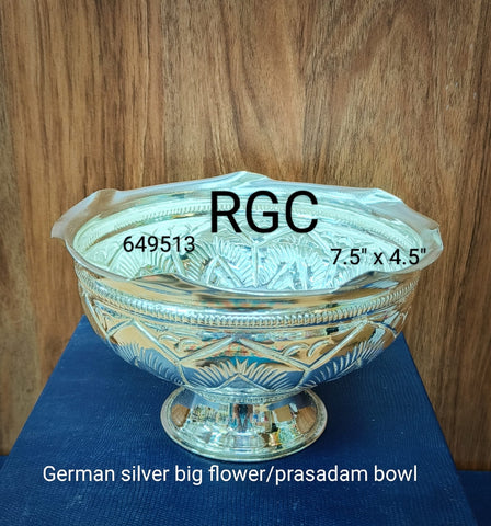 RGC German silver flowers/ big prasadam bowl