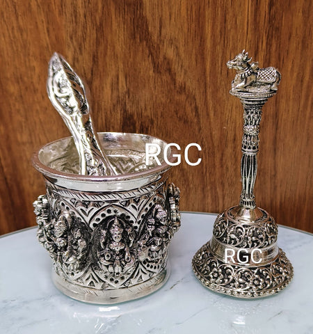 RGC Antique German silver Pooja items