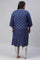 Blue Floral Print Ethnic kurta With Sequins