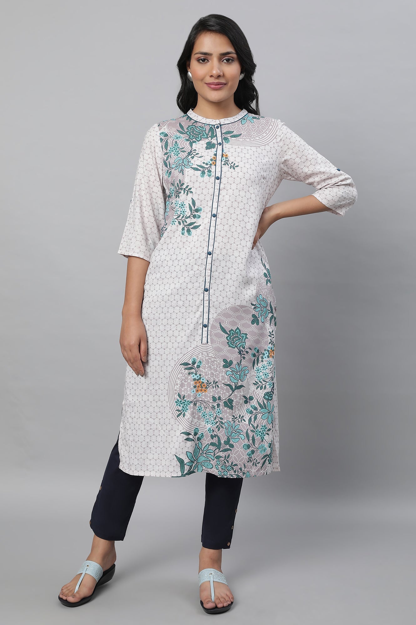 Blue Printed kurta & Trousers Set