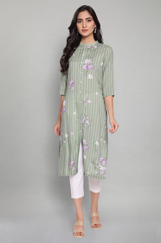 Cameo Green Floral Print kurta