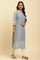 Dusky Blue Straight Printed kurta