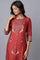 Rust Red Floral Print kurta