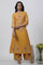 Yellow A-Line Printed Kurta And Parallel Pants Set