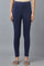 Navy Blue Solid Skinny Fit Cotton Tights