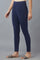 Navy Blue Solid Skinny Fit Cotton Tights