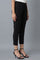 Black Solid Straight Fit Cotton Trousers With Elasticated Waistband