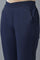 Navy Blue Solid Straight Fit Cotton Pants With Elasticated Waistband