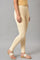 Beige Solid Skinny Fit Cotton Tights With Elasticated Waistband