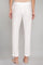 White Solid Plain Straight Cotton Slim Pant