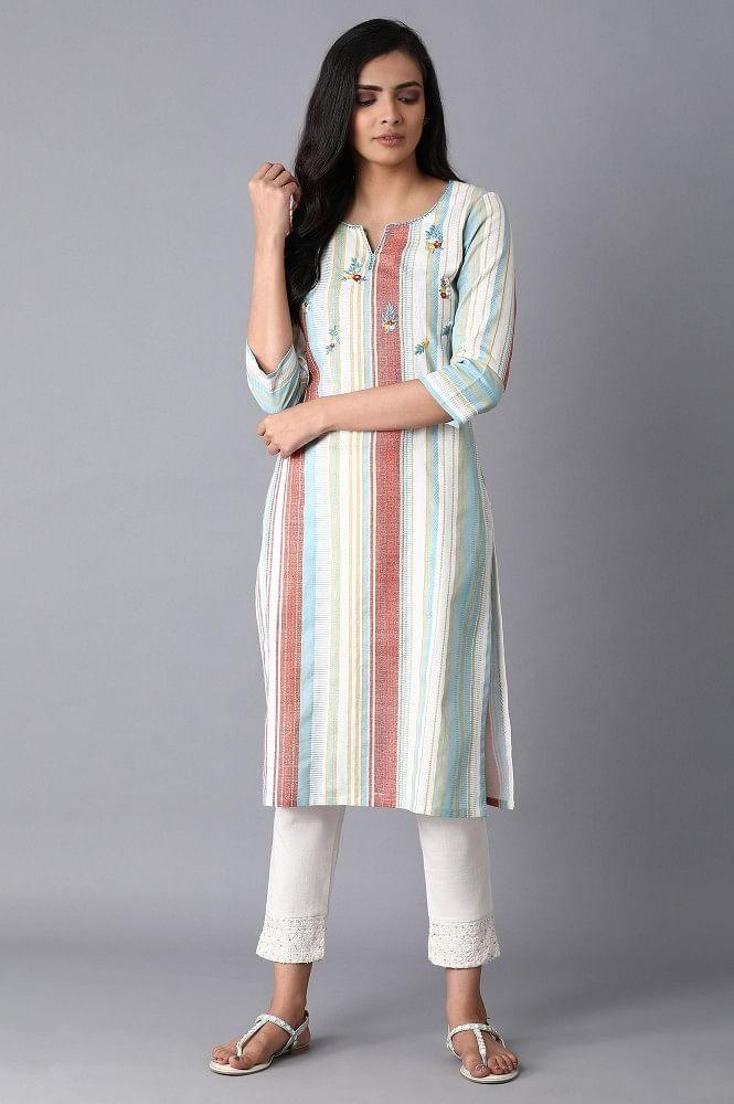 Multicoloured Stripe Print kurta