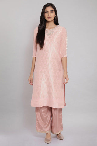 Pink Jacqurd Embroidered kurta