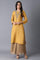 Yellow Straight Embroidered kurta