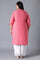 Pink Round Neck Solid kurta