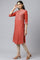 Bossa Nova Red Straight Dobby kurta