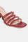 Maroon Woven Design Square Toe Block Heel-Wdarcie