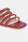 Maroon Woven Design Square Toe Block Heel-Wdarcie