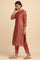 Red Cotton Silk Jacquard kurta