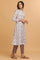 Ecru Hand Block Print Flared kurta