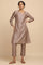 Grey and Gold Cotton Silk Jacquard kurta