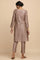 Grey and Gold Cotton Silk Jacquard kurta