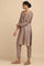 Grey and Gold Cotton Silk Jacquard kurta