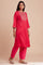 Pink Modal Satin Embroidered kurta