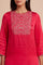 Pink Modal Satin Embroidered kurta