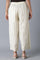 Ecru Parallel Pants with Embroidered Hem