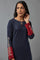 Dark Blue Colour Block kurta