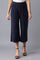 Dark Blue Pleated Parallel Pants