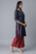 Blue Embroidered kurta-Red Palazzo Set