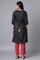 Black Embroidered kurta-Red Trousers Set